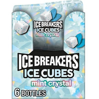 Ice Breakers Ice Cubes Mint Crystal Sugar Free Chewing Gum Bottles, 3.24 Oz (6 Count, 40 Pieces)