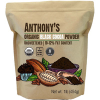 Anthonys Organic Black Cocoa Powder 1 Lb Unsweetened Dutch Processed Gluten Free Non Gmo