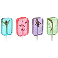 Insect Sucker Lollipop Bundle - Pack Of 4 - Scorpion Ants Cricket And Worm - Flavors Vary - With Licensed Sticker