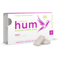 Stevita Hum Fruit - Sugar-Free Gum - 12 Pack (12 Piecespack) - Supports Oral Health - Non-Gmo Vegetarian Keto Gluten Free - 72 Total Servings