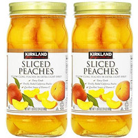 Kirkland Signature Sliced Peaches, 24Oz Glass Jar (Pack Of 2, Total Of 48 Oz)