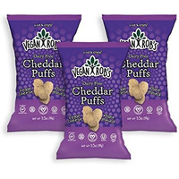 Vegan Rob's Plant Based Dairy Free Cheddar Puffs Certified Gluten Free Kosher(Ou) Kosher 3.5 Oz - 3 Pack