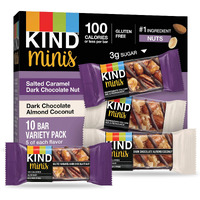 Kind Minis, Salted Caramel Dark Chocolate Nut Dark Chocolate Almond Coconut, 0.7 Ounce (Pack Of 20)