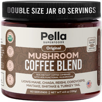 Organic Mushroom Coffee (60 Servings) With 7 Superfood Mushrooms, Great Tasting Colombian Instant Coffee, Includes Lion's Mane, Reishi, Chaga, Cordyceps, Shiitake, Maitake, And Turkey Tail