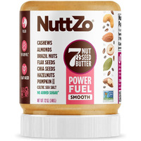 Nuttzo Natural Power Fuel Smooth 7 Nuts & Seeds Butter Spread | Paleo And Keto Friendly | Peanut & Gluten Free, Kosher, No Added Sugar Or Oil | 12 Oz Jar