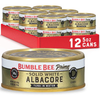 Bumble Bee Prime Solid White Albacore Tuna In Water, 5 Oz Cans (Pack Of 12) - Premium Wild Caught Tuna - 32G Protein Per Serving - Non-Gmo Project Verified, Gluten Free, Kosher