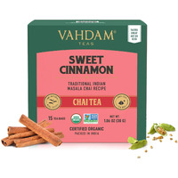 Vahdam, Hot Cinnamon Tea  30 Tea Bags  100% Natural Spices  Ancient Cinnamon Masala Chai Tea Recipe  Spiced Chai Tea Bag  Brew As Hot Tea Or Iced Tea  Chai Tea Bag