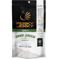 Perky Jerky Jammin' Jamaican Turkey Jerky, 14Oz - Low Sodium - 11G Protein Per Serving - Low Fat - 100% U.S. Sourced - Tender Texture And Bold Flavor