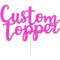 Personalized Cake Topper Birthday Cake Toppers 11 Colours Wedding Cake Topper With Any Text Numbers Double Sided Glitter Cake Decoration For Anniversary Baby Shower(Pink)
