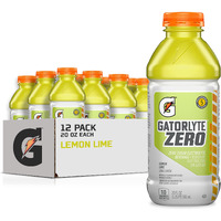 Gatorlyte Zero Electrolyte Beverage, Lemon Lime, Zero Sugar Hydration, Specialized Blend Of 5 Electrolytes, No Artificial Sweeteners Or Flavors, 20 Fl Oz Bottles (Pack Of 12)