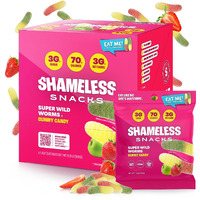 Shameless Snacks - Healthy Low Calorie Snacks, Low Carb Keto Gummies (Gluten Free Candy) - 6 Pack Wild Worms