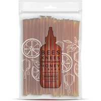 Bees Knees Meyer Lemon Honey Sticks, 50 Sticks, 1Tsp Each, Wildflower Honey Straws Infused With A Bright Citrus Squeeze, Foodie Gifts, Tea Gifts