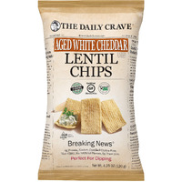 The Daily Crave Aged White Cheddar Lentil Chips - 4 G Protein, Gluten-Free, Non-Gmo, Kosher, Crunchy, 4.25 Ounce (Pack Of 8)