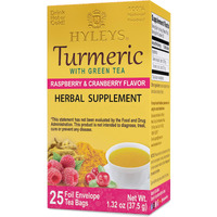 Hyleys Turmeric & Green Tea With Raspberry & Cranberry Flavors - Antioxidant Rich Herbal Tea - 25 Tea Bags (12 Pack - 300 Tea Bags Total)