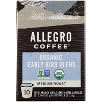 Allegro Coffee, Coffee Early Bird Blend Pods Organic 10 Count, 3.8 Ounce