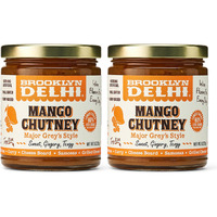 Brooklyn Delhi Mango Chutney - 9 Ounces - Made With Ripe Mangos, Golden Raisins, Fresh Ginger, Garam Masala, And Lemon Juice For A Nice Sour Note - Vegan - No Artificial Additives - Pack Of 2