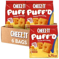 Cheez-It Puff'D Cheesy Baked Snacks, Puffed Snack Crackers, Kids Snacks, Double Cheese, 2.156Lb Case (6 Bags)