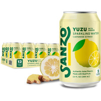Sanzo Flavored Sparkling Water - Yuzu Lemon Soda Ginger Seltzer - Low Calorie Low Sugar Soda - Craft Asian Drinks - Vegan Gluten Free Carbonated Flavored Water - Fizzy Healthy Drinks - 12Oz, 12 Pack