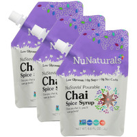 Nunaturals Stevia Syrup, Sugar-Free Sweetener, Plant-Based Sugar Substitute, Zero Calorie, Sugar-Free Syrup, Chai Spice, 6.6Oz (3-Pack)