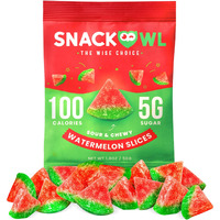 Snack Owl Vegan Sour Gummy Candy - Gluten Free, Low Calorie Candy - Guilt Free & Delicious Healthy Gummy Snacks - (Watermelon Slices)