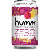 Humm Probiotic Kombucha Zero Sugar Raspberry Lemonade, No Refrigeration Needed, Keto Friendly, Organic, Vegan, Gluten Free, 12Oz Cans (8 Pack)