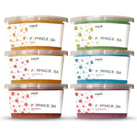 Mayde Bursting Popping Boba Pearls, Strawberry, Mango, Passion Fruit, Kiwi, Blueberry, Pomegranate - 6 Flavor Party Kit (490 Gms, 6 Pack)