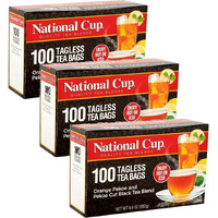 National Cup, Tagless Orange Pekoe And Pekoe Cut Black Tea Blend, Tea Bags, 100 Ct, Pack Of 3