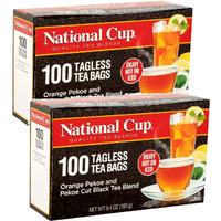 National Cup, Tagless Orange Pekoe And Pekoe Cut Black Tea Blend, Tea Bags, 100 Ct, Pack Of 2