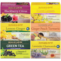 Bigelow Tea Immunity Herbal Tea Variety Pack, Caffeinated Green Tea And Caffeine Free Tea Bags For Immune Support (Pack Of 6), 110 Total Tea Bags