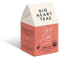 Big Heart Tea Co. Tea Bags - Cup Of Love Red Rose - Certified Organic, Floral Ayurvedic Herbal Decaf Tea In Zero Plastic Sachets With Small Batch Ground Herbs, Adaptogenic Tulsi, 10 Tea Bags