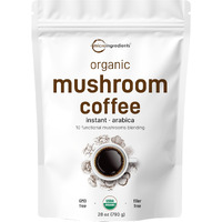 Organic Instant 10 In 1 Mushroom Coffee Powder, 28 Ounce (317 Servings) | Weight & Immune Support | Premium Arabica Coffee With Lions Mane, Chaga, Reishi,& More