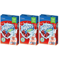 Wyler's Light Singles To Go Powder Packets, Water Drink Mix, Cherry, 8 Packets Per Box, 24 Total Packets (Pack Of 3)