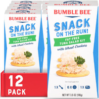 Bumble Bee Snack On The Run Fat-Free Tuna Salad With Crackers Kit- Ready To Eat, Spoon Included - Wild Caught Tuna - Shelf Stable & Convenient Protein Snack, 3.5 Ounce Boxes (Pack Of 12)