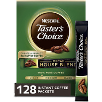 Nescafe Tasters Choice, Decaf House Blend Light Medium Roast Instant Coffee, 8 Boxes (128 Packets)