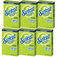 Sunkist Singles-To-Go Drink Mix, Lemon-Lime, Non-Carbonated, Low-Calorie, Zero Sugar, 6 Ct In Each Box (Pack Of 6)
