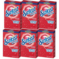 Sunkist Singles-To-Go Drink Mix, Strawberry, Non-Carbonated, Low-Calorie, Zero Sugar, 6 Ct In Each Box (Pack Of 6)