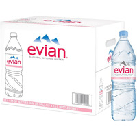 Evian Natural Spring Water 1.5 Liter / 50.7 Oz Bottles - Pack Of 12