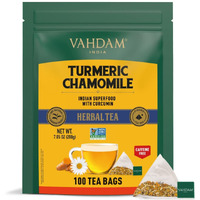Vahdam, Organic Turmeric Chamomile Herbal Tea (100 Tea Bags) Chamomile Flowers With Active Turmeric 100 Natural Ingredients