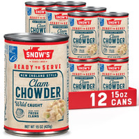Snow's New England Clam Chowder, 15 Oz Can (Pack Of 12) - 13G Protein Per Serving - Ready-To-Serve Authentic New England Style Recipe