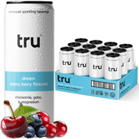 Tru Dream Seltzer, Cherry Berry, Sparkling Water With Chamomile, Gaba, Magnesium & Tart Cherry Juice, Sweetened With Monk Fruit & Stevia, Gluten Free, Vegan, Caffeine Free, 12 Fl Oz Cans, 12 Pack