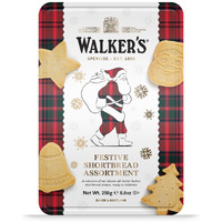 Walker's Shortbread Santa Assorted Holiday Tin, All-Butter Shortbread Cookies, 8.8 Oz Tin