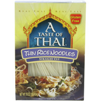 A Taste Of Thai Thin Rice Noodles - 16Oz Pack Of 6 | Made Of Jasmine Rice | Use In Stir-Fries Soups & Stews | Great Side Dish Or Vegan Meal | Gluten-Free | No Preservatives | No Trans Fats | No Msg