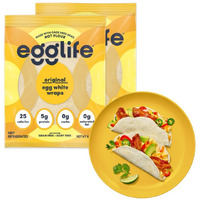 Egglife Egg White Wraps, Original, Egg White Wraps, 12 Total Wraps (2-6 Packs) - Gluten Free, Dairy Free, No Flour, Sugar Free, Keto Friendly, Paleo, Low Net Carb, Protein Packed
