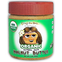 Crazy Go Nuts Organic Walnut Butter - Plain W/ Sea Salt - Healthy Snacks, Keto, Vegan, Low Carb, Gluten Free, Superfood - Natural, Non-Gmo, Ala, Omega 3 Fatty Acids, Good Fats And Antioxidants - 9 Oz (1-Pack)