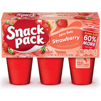 Snack Pack Strawberry Flavored Juicy Gels, Super Size, 6 Count Snack Cups (Pack Of 8)