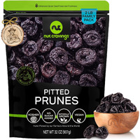 Nut Cravings - Dried Prunes Pitted Unsweetened, Dry Plums No Sugar Added (32Oz, 2 Lb) Bulk Dry Fruits Packed Fresh In Resealable Bag - Sweet Healthy Snack, Naturally Grown, Vegan, Kosher