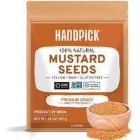 Handpick Yellow Mustard Seed (397G/14Oz) Non Gmo, Gluten Free, 100% Raw, Sourced From India, For Cooking, Pickles, Packed In Resealable Ziplock Pouch