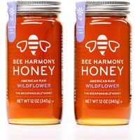 Bee Harmony American Raw Wildflower Honey, 12 Ounce (Pack Of 2 Jars)