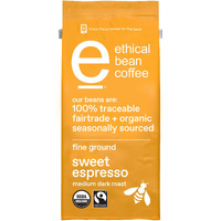 Ethical Bean Fairtrade Organic Coffee, Sweet Espresso Medium Dark Roast, Ground Coffee Beans - 100% Arabica Coffee (8 Oz Bag), 0.5 Pound (Pack Of 1)