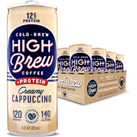High Brew Coffee, Cold Brew Coffee, Creamy Cappucino, Plus 12G Protein, 8 Fl Oz, Ready-To-Drink (Pack Of 12)